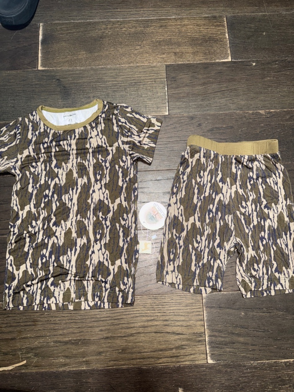 Kids Short Sleeve Top and Shorts Set in Bottomland Camo Print